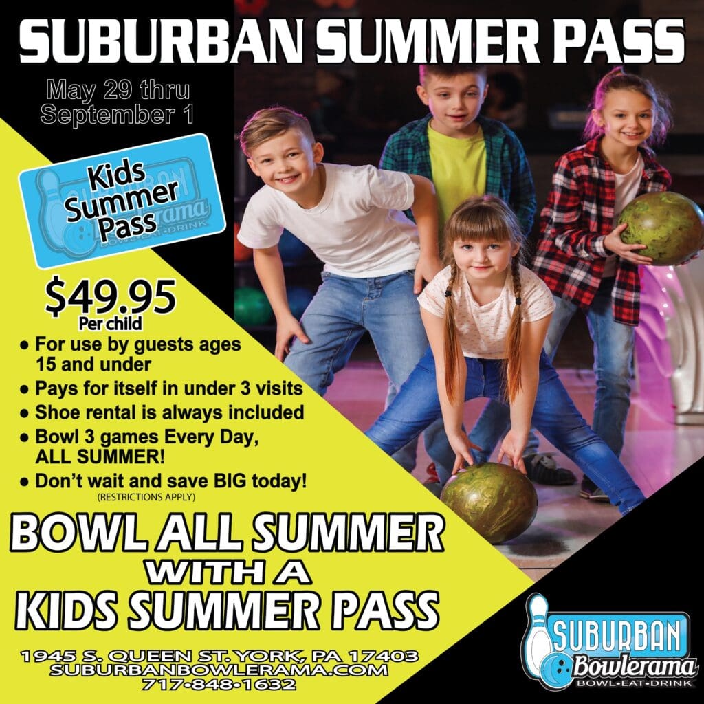 Kids Summer Pass Suburban Bowlerama York, PA